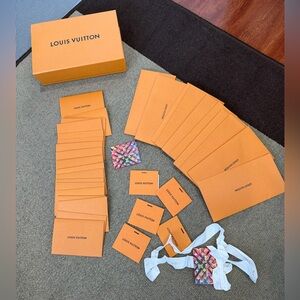 BUNDLE OF 35 Louis Vuitton Receipt Holder Envelopes and Gift Tags and Box